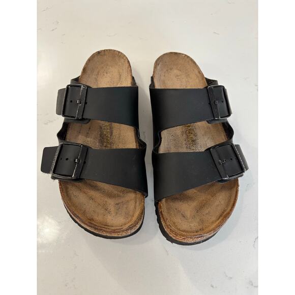 Birkenstock Arizona black classic 2 strap sandals sz 37 buckle boho casual comfy - Picture 4 of 11